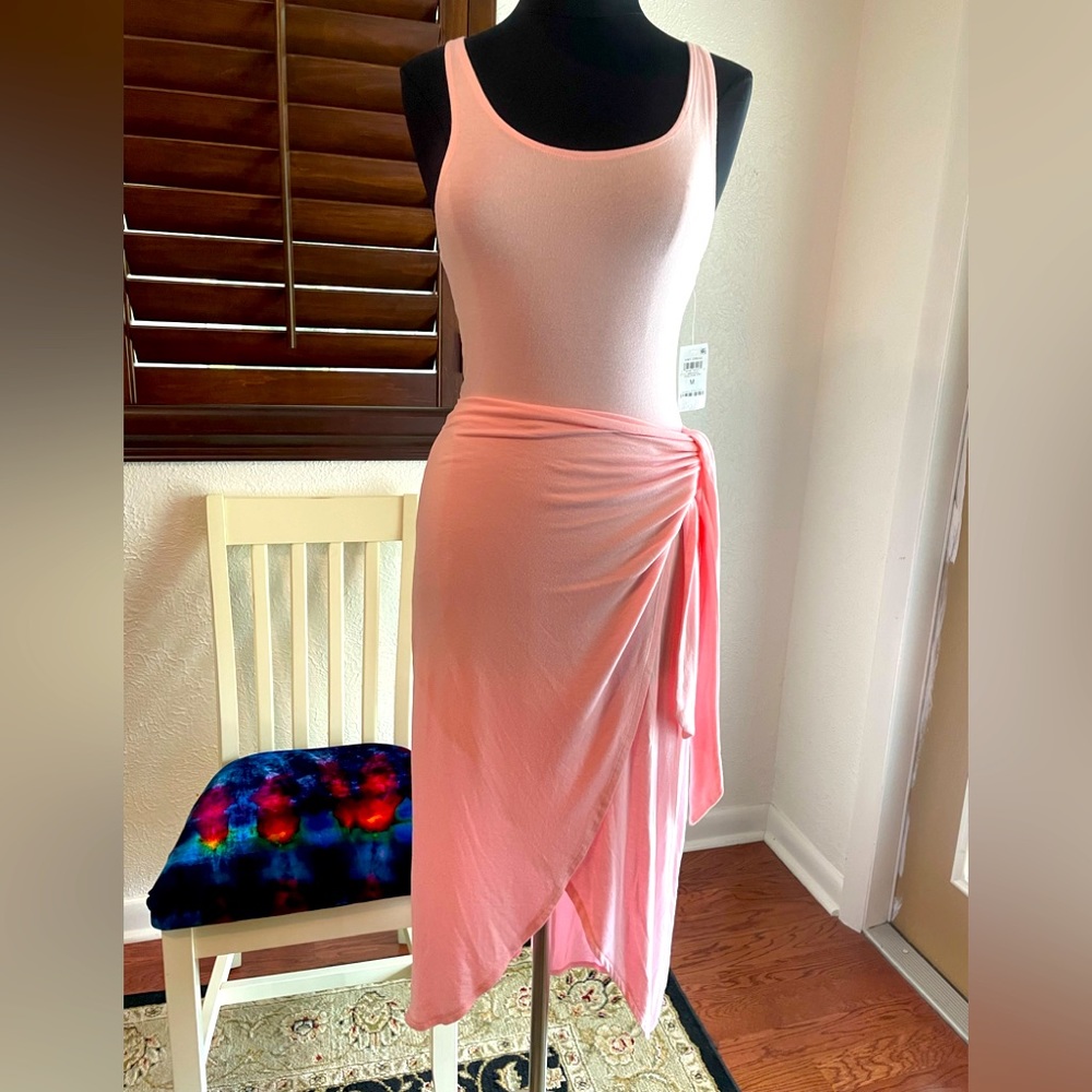 Soft pink cotton one piece wrap dress. Size M